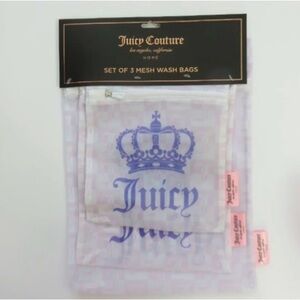Juicy Couture Mesh Wash Bags Travel Organization Set of 3 - Purple JC Crown